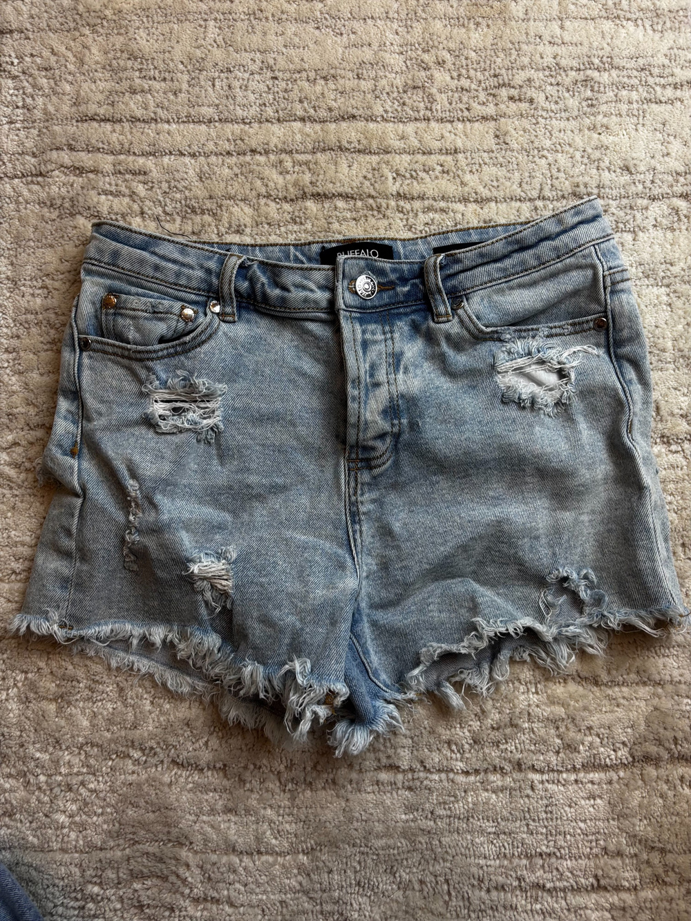 Buffalo David Bitton Distressed Denim Shorts Frayed Hem Size 28